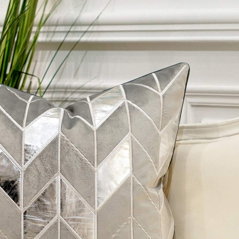 Avigers 20 x 20 Inches Grey Silver Striped Cushion Case Luxury European Throw Pillow Cover Decorative Pillow for Couch Living Room Bedroom Car - Image 2